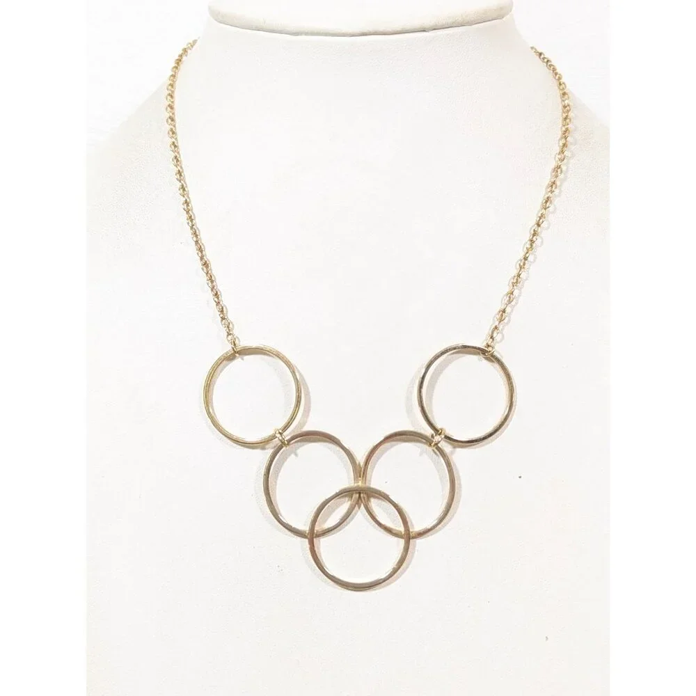 Vintage Avon Gilded Circles Necklace‎ Gold Tone Round Chain 70s Inspired 18 in
